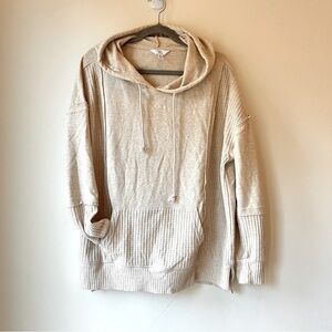 Time and Tru Beige Waffle Knit Hoodie Women’s XL (16–18) Casual Pullover Fall